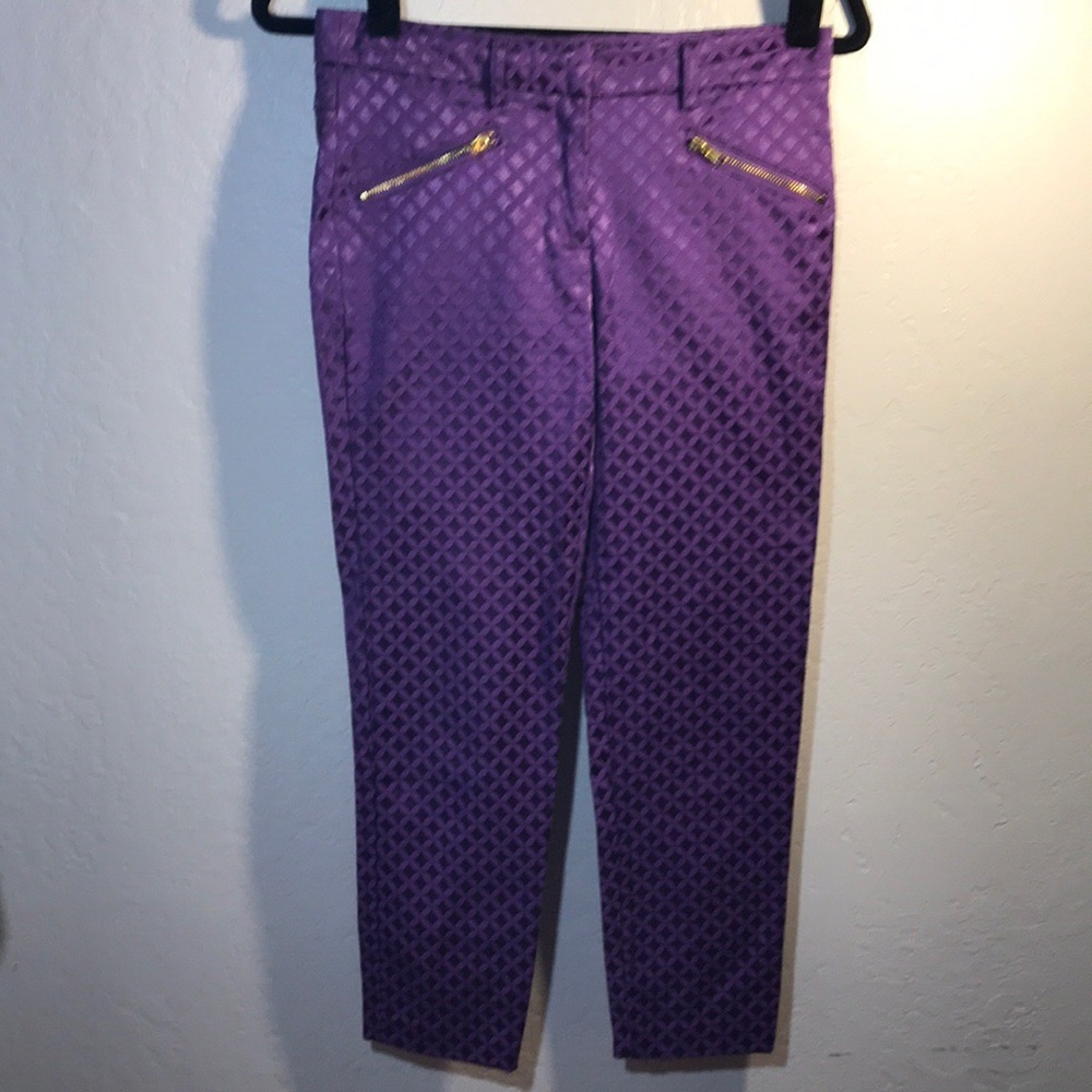 FOREVER 21 purple skinny crop pants zipper Detail XS